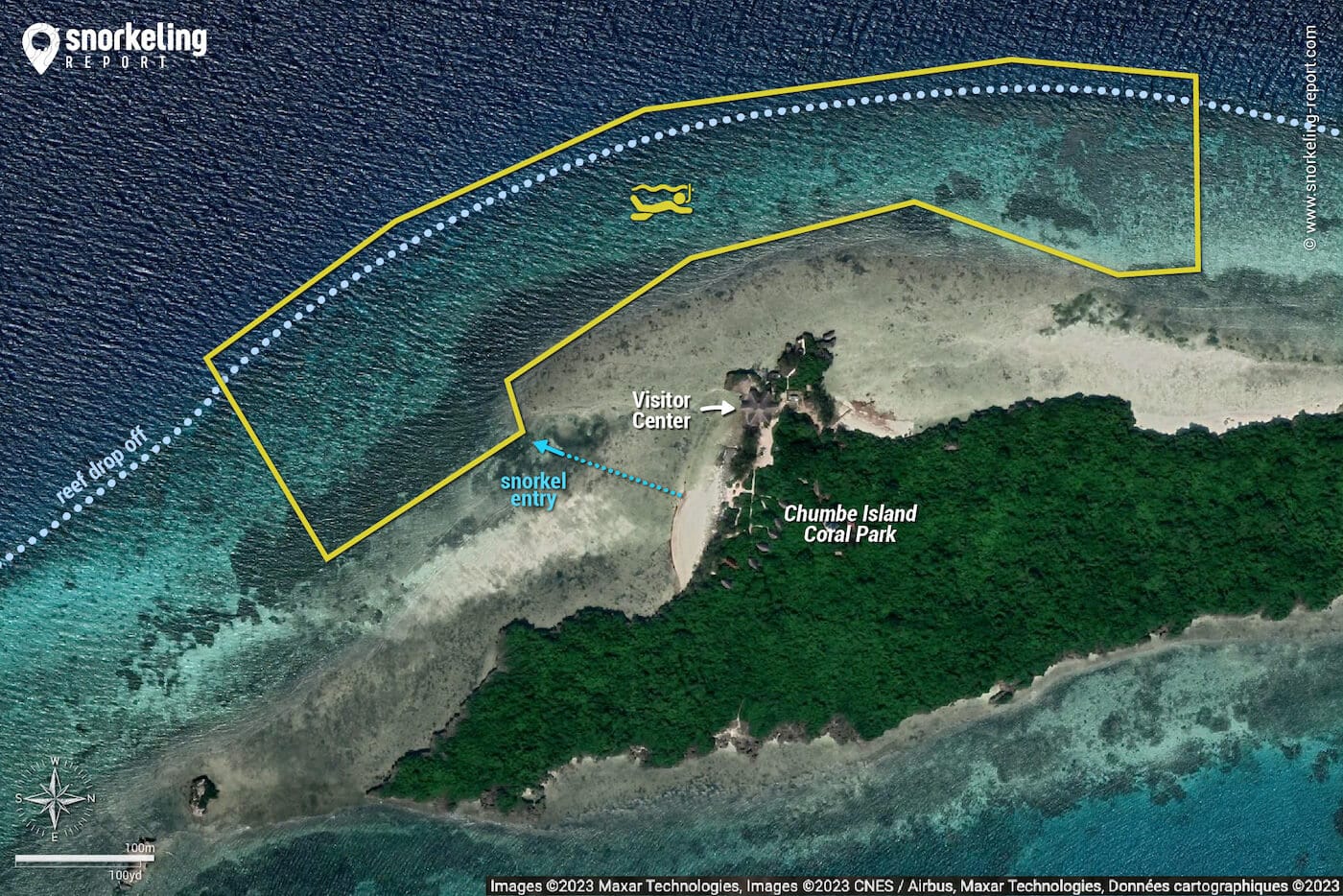 Chumbe Island Coral Park snorkeling map, Zanzibar